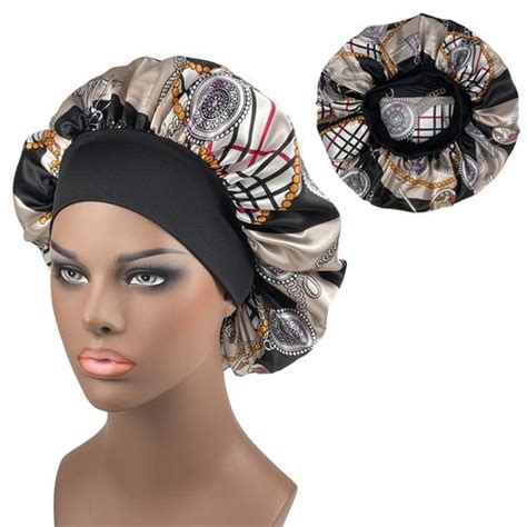 Fashion Wide Band Satin Hair Bonnet Sleeping Cap Hair Bonnet Satin