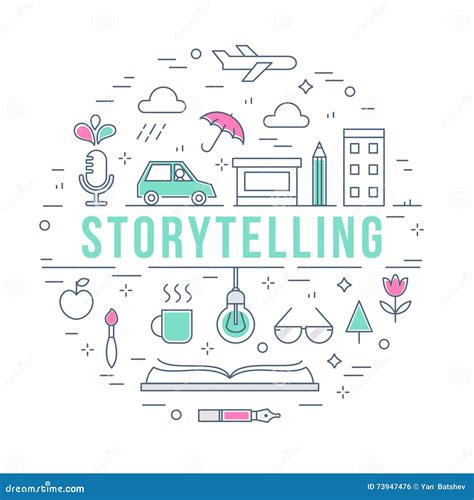 Storytelling And Creative Process Concept Line Illustration Stock