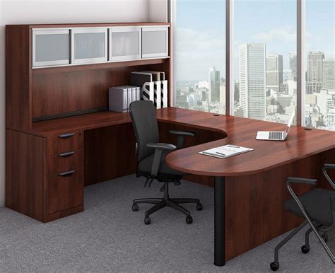 Peninsula Office Desk With Hutch Pl Laminate