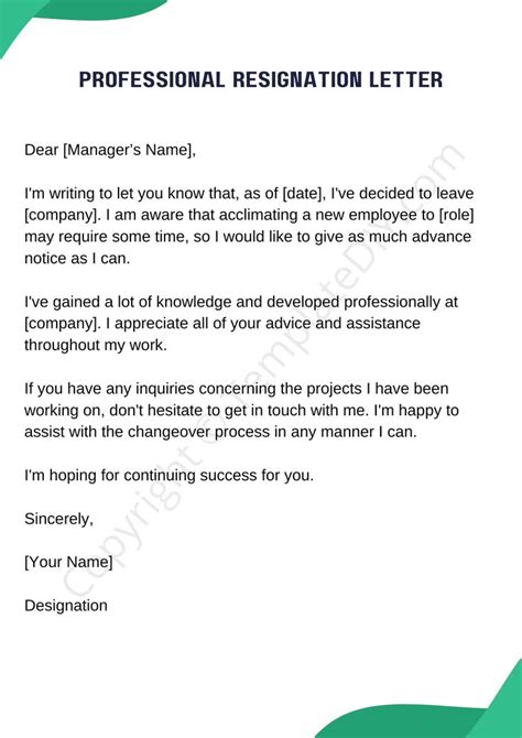 Professional Resignation Letter Sample Template in Pdf & Word