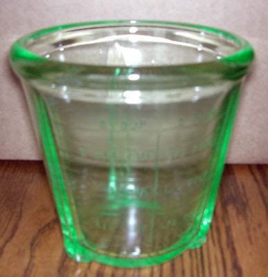 Green Depression Glass Cup Measuring Cup Vaseline Glow In Black