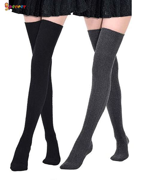 Spencer 2 Pairs Women Extra Long Thigh High Socks Over The Knee High Leg Warmer Long Boot
