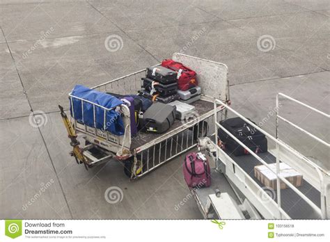 Luggage Trolley At The Airplane Editorial Stock Photo Image Of Bags