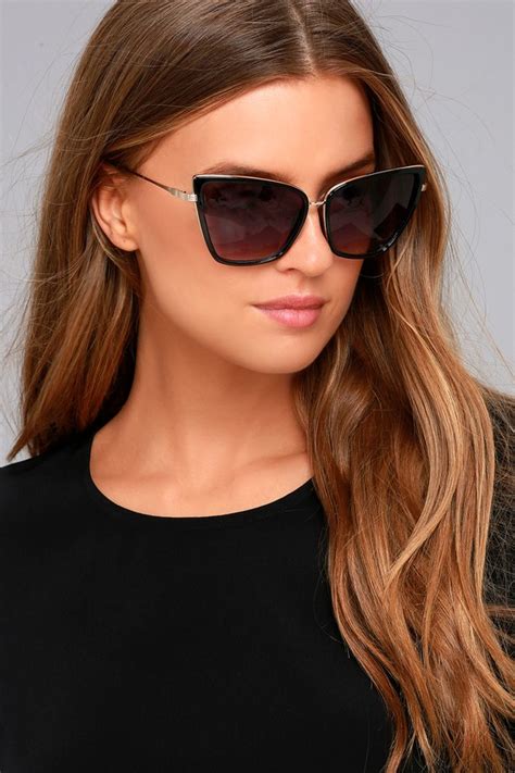 Chic Black Sunglasses Cat Eye Sunglasses Black Sunglasses 1400 Lulus