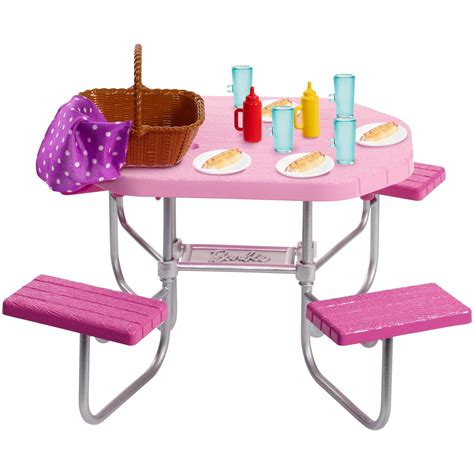 Barbie Outdoor Furniture Picnic Table With Adjustable Seats Walmart