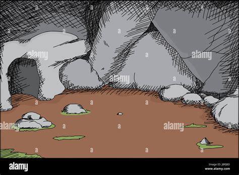 Cartoon Of Underground Cave With Dirt And Rocks Stock Photo Royalty