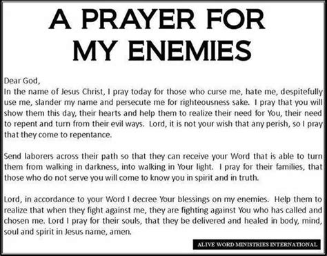 A Prayer For My Enemies Prayer For Enemies Sinners Prayer Spiritual