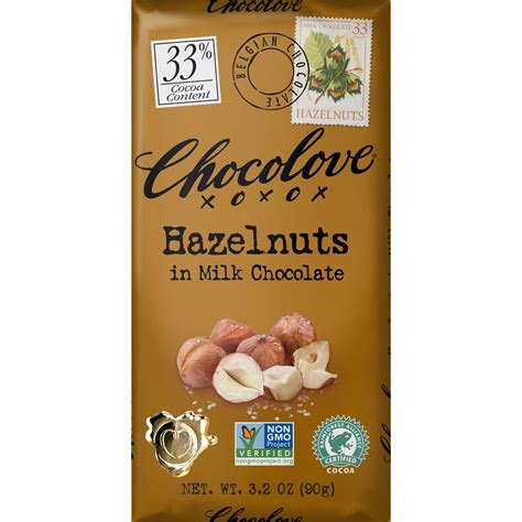 Chocolove 33 Milk Chocolate Bar With Hazelnuts World Wide Chocolate