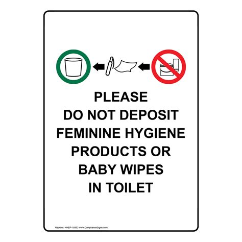Do Not Deposit Feminine Hygiene Products Sign Nhe 18563