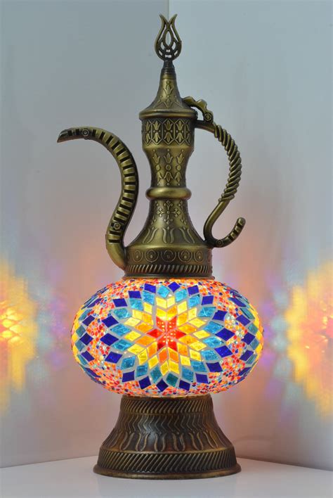 Turkish Mosaic Lamp Moroccan Tiffany Ewer Lamp Bohemian Etsy