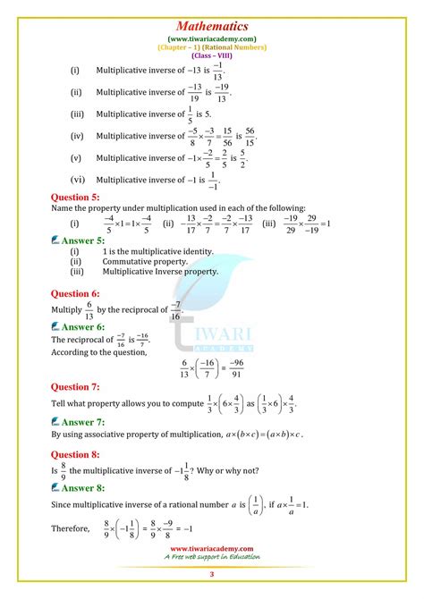 Ncert Solutions For Class 8 Maths Chapter 1 Rational Numbers In Pdf