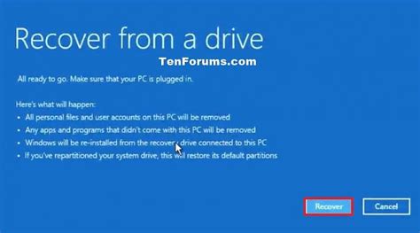 Recover Windows 10 From A Recovery Drive Tutorials
