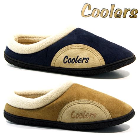 Mens Coolers Slippers Fleece Lined Casual Warm Slip On Mules Winter Fur