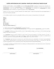 Carta Responsiva Docx CARTA RESPONSIVA DE COMPRA VENTA DE VEHICULO