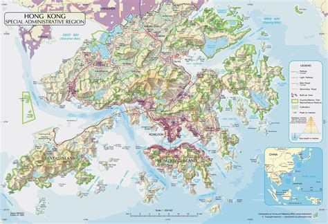 Map Of Hong Kong Topographic Elevation And Relief Map Of Hong Kong