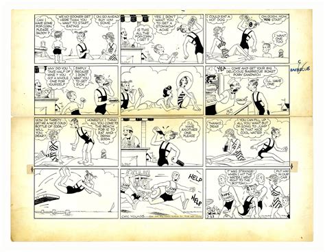 Lot Detail Chic Young Hand Drawn Blondie Sunday Comic Strip From 1939 The Bumstead