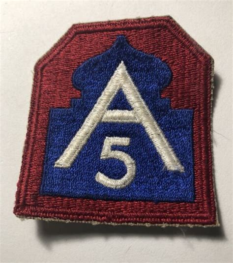 Vintage Us Military Wwii Era A5 Patch 5th Army Top Cut Edge Red Blue