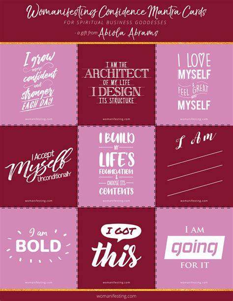 Free Lifestyle Confidence Mantra Affirmation Cards Printable Inspiration
