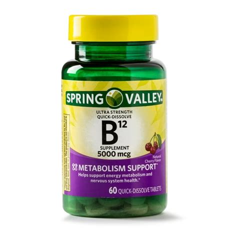 Spring Valley Vitamin B12 Quick Dissolve Tablets 5000 Mcg 60 Count