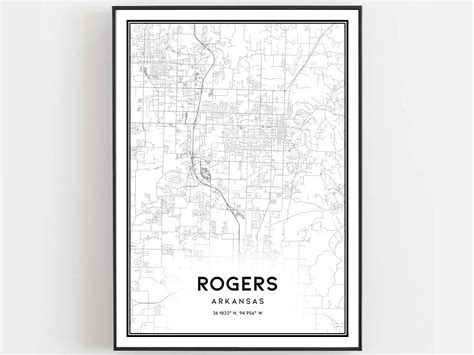 Rogers Map Print Rogers Map Poster Wall Art Ar City Map Etsy