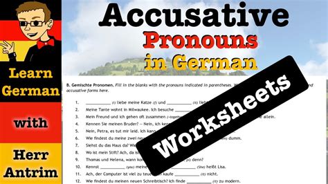 Accusative Pronouns Worksheet Explanation Youtube