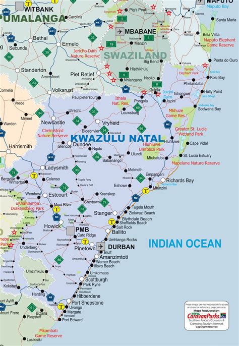 Road Map Of Kwazulu Natal