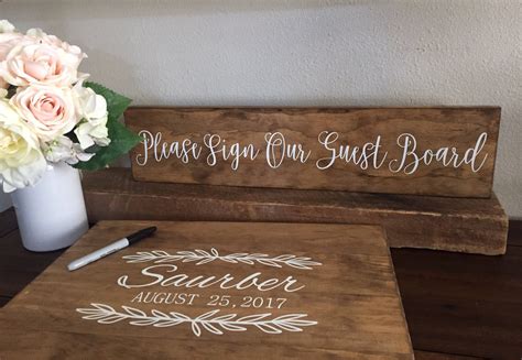Rustic Wedding Please Sign Our Guest Book Board Wood Sign Etsy