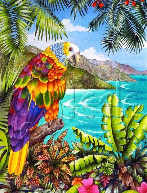 Carolyn Steele Tropical Art Print Of A Caribbean St Vincent Parrot