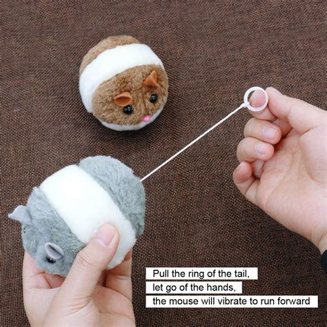 Plush Mouse Cat Toy Unpredictable Move Vibrating Pull String For Toy