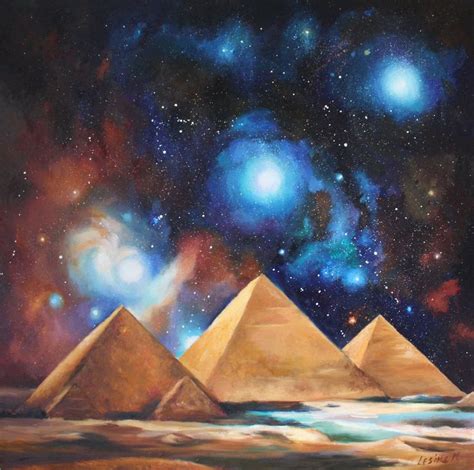 Orion Constellation Art Galaxy Oil Painting On Canvas Space Wall Art Egyptian Pyramid Giza Art
