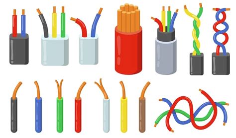 Free Vector Colorful Electric Cables Set Colorful Short Pieces Of