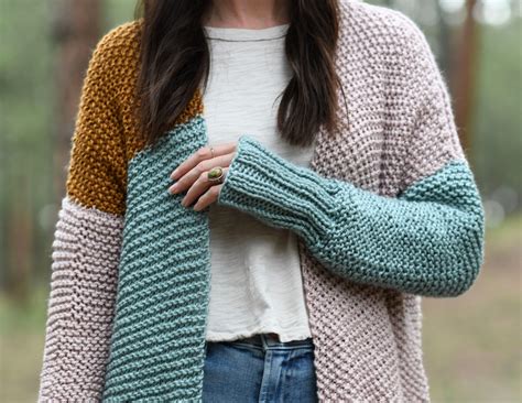 Comfy Colors Colorblock Cardigan Easy Knitting Pattern Fall Etsy In