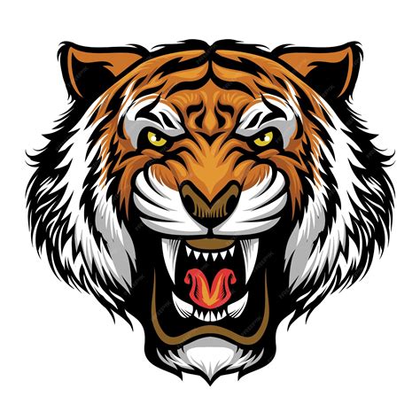 Premium Vector Angry Tiger Head Mascot Isolated On White