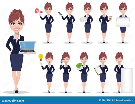 Personaje De Dibujos Animados De La Empresaria Mujer De Negocios