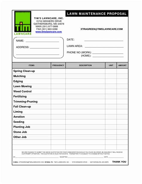 Lawn Maintenance Checklist Template - Printable Templates Free
