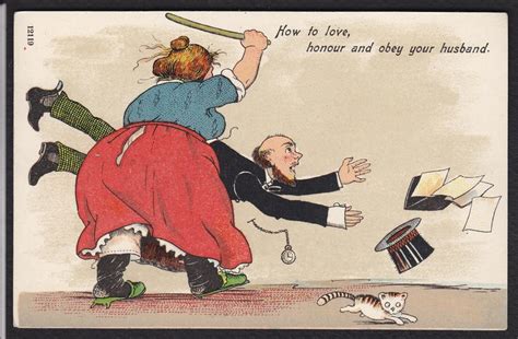 comic wife beating husband marriage love honour obey antique postcard ebay and postcards