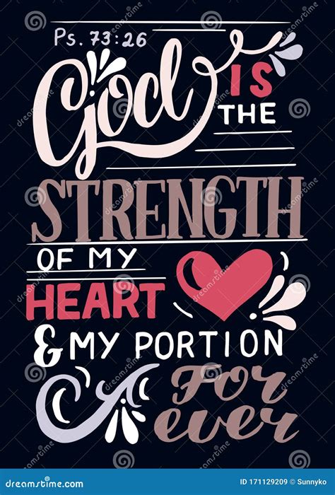 Hand Lettering God Is The Strength Of My Heart Portion Forever Stock