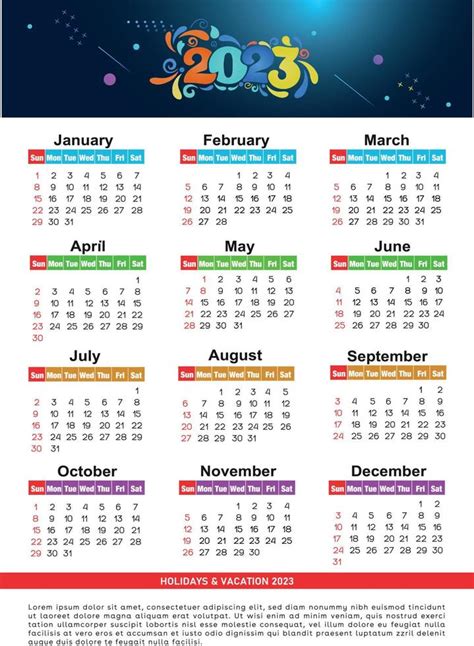 2023 Calendar Year Vector Illustration 19187453 Vector Art At Vecteezy