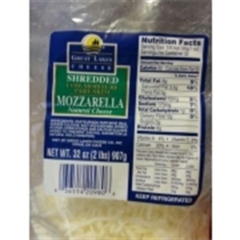 Great Lakes Shredded Mozzarella Cheese Calories Nutrition Analysis