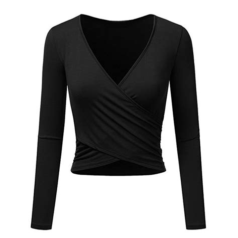 solid color sexy cross v neck long sleeve women spring summer t shirt crop top hot t shirts