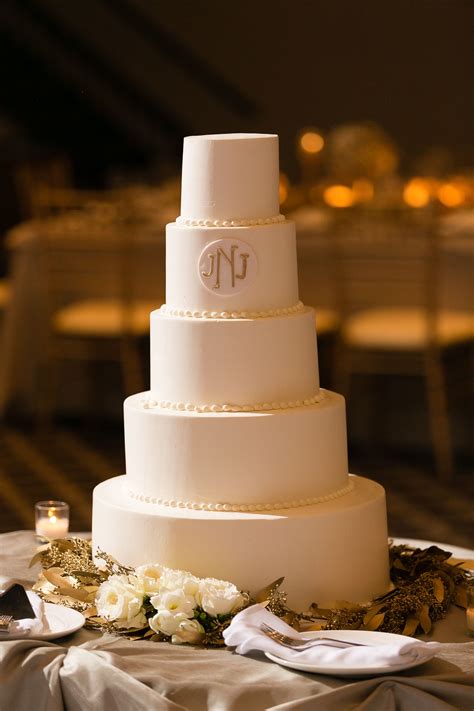 Minimalist Five Tier White Wedding Cake
