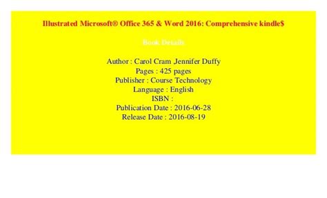 Illustrated Microsoft Office 365 And Word 2016 Comprehensive Kindle