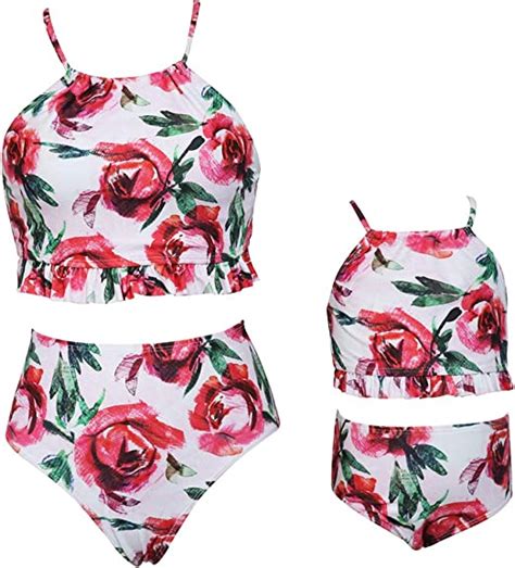 Lover Beauty Traje de baño para mamá e Hija Bikini a Juego para la Familia Estampado Flower