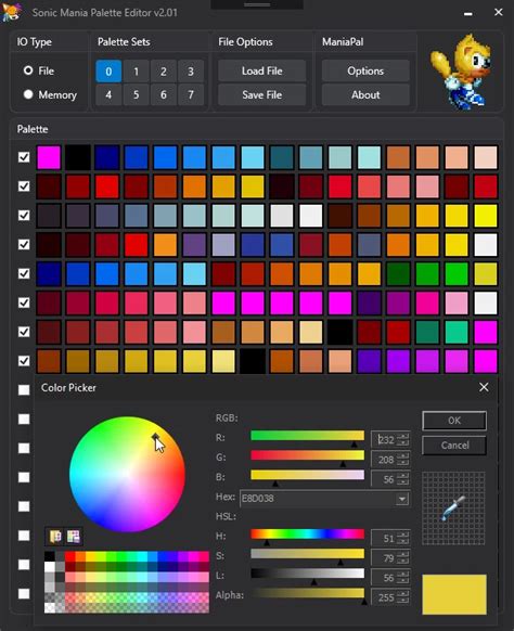 Maniapal Sonic Mania Palette Editor Sonic Fan Games Hq