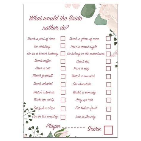 24x A5 Hen Party What Would Bride Rather Cards Hen Party Etsy Uk