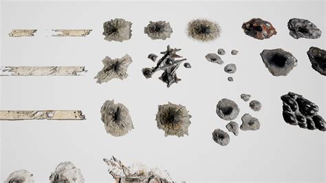 150 Bullet Hole Wall Damage Decals In Materials Ue Marketplace