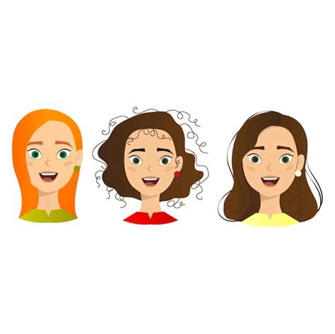 Premium Vector Woman With Different Facial Expressions Set