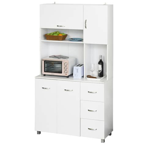 HOMCOM Armoire de cuisine meuble de rangement moderne grand espace de rangemnt avec 3 armoires 3 ...