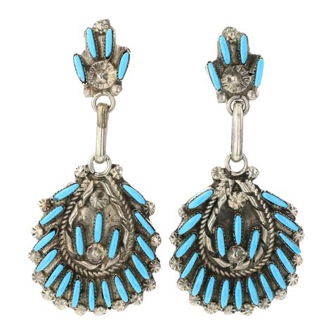 Lot Vintage Zuni Sleeping Beauty Turquoise Chandelier Earrings