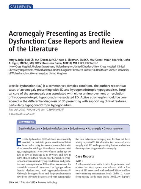 Pdf Acromegaly Presenting As Erectile Dysfunction Case Reports And Review Of The Literature